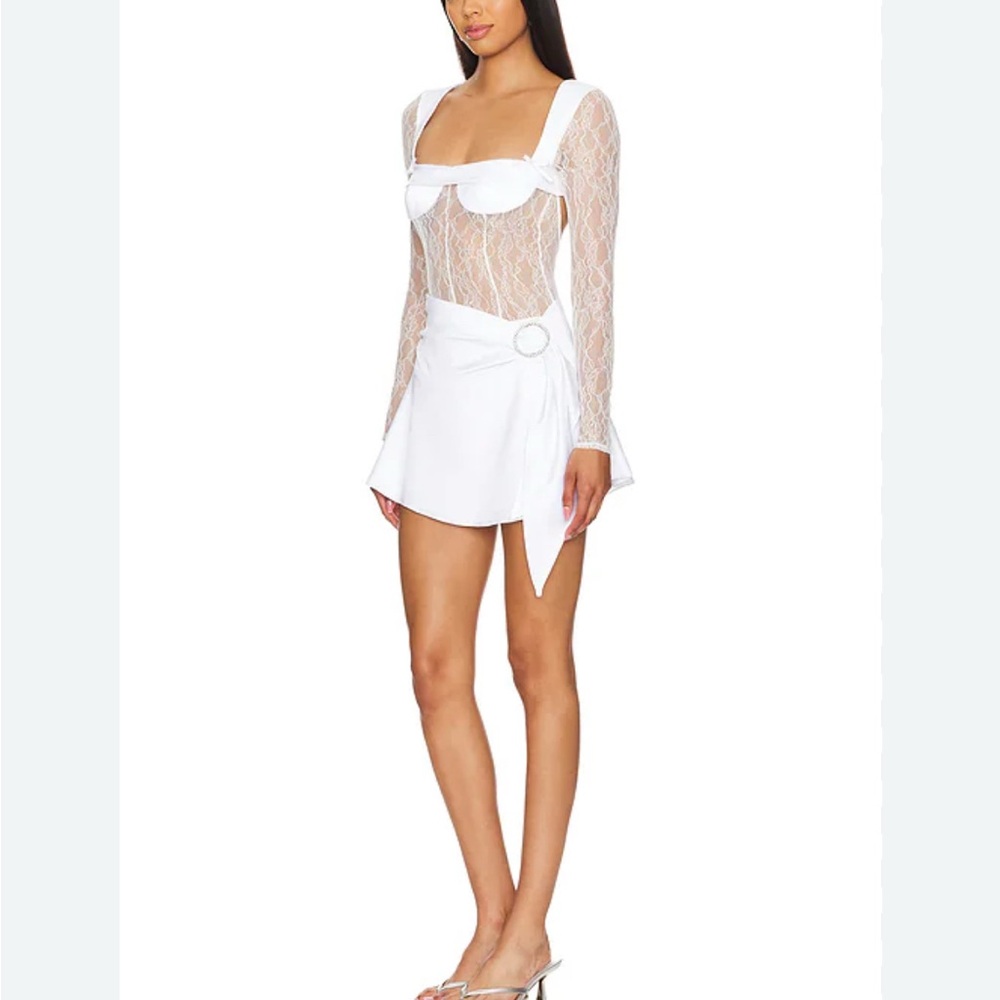 White Lace Long Sleeve mini Dress